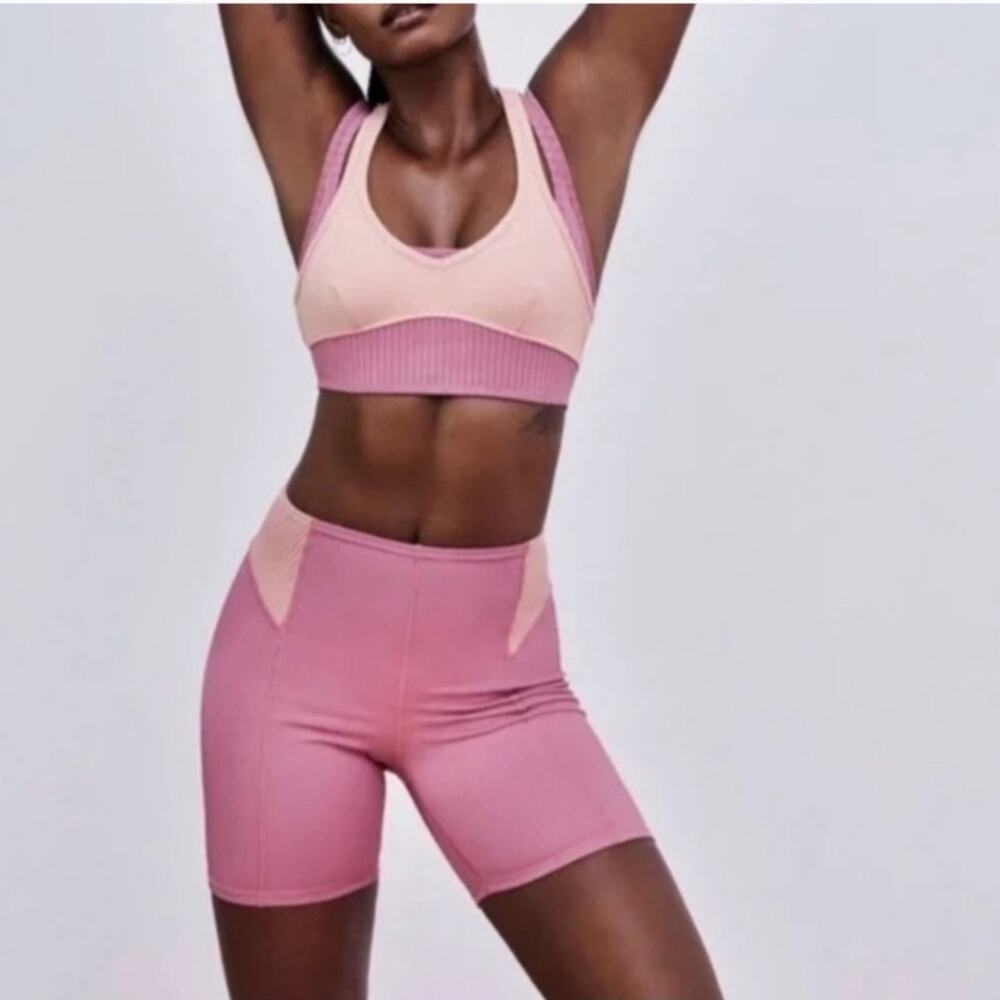 For love and lemons Dani mauve ribbed biker short